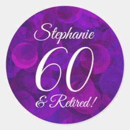 Elegante Paarse 60 en gepensioneerde pensioengunst Ronde Sticker