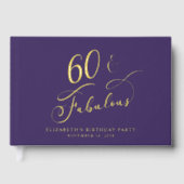 Elegante Paarse 60ste verjaardag Goud Gastenboek (Voorkant)