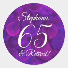Elegante Paarse 65 en Gepensioneerde Pensioengunst Ronde Sticker