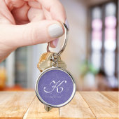 Elegante Paarse aangepaste monogram naam Sleutelhanger