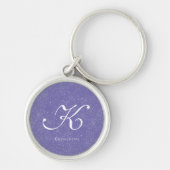 Elegante Paarse aangepaste monogram naam Sleutelhanger (Voorkant)