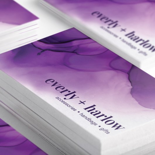 Elegante Paarse Abstracte Alcohol Ink Art Visitekaartje