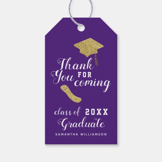 Elegante Paarse Afstudeerbedankjes Klas van 2025 Cadeaulabel (Voorkant)
