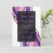 Elegante Paarse agaat bruiloft uitnodiging (Staand voorkant)