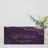 Elegante Paarse Agaat Cadeaubon Cadeau Kaart (Staand voorkant)