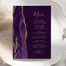 Elegante Paarse Agaat Plum Bruiloft Menu
