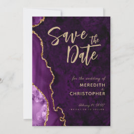 Elegante Paarse agaat Save the Date