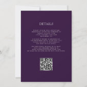 Elegante Paarse Agaat Silver Plum QR Code Wedding Kaart (Achterkant)