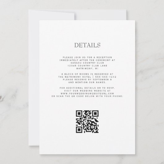 Elegante Paarse Agaat Silver QR Code Wedding Kaart (Achterkant)
