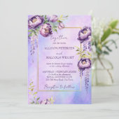 Elegante paarse alles in een bruiloft sjabloon kaart (Staand voorkant)