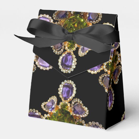 Elegante Paarse Amethyst Diamonds Emeralds Bedankdoosjes (Voorkant Zijde)