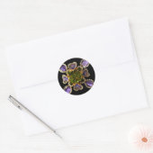 Elegante Paarse Amethyst Diamonds Emeralds Ronde Sticker (Envelop)