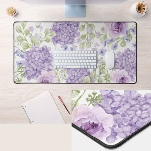 Elegante paarse aquarel grote bloemendeskmat bureaumat