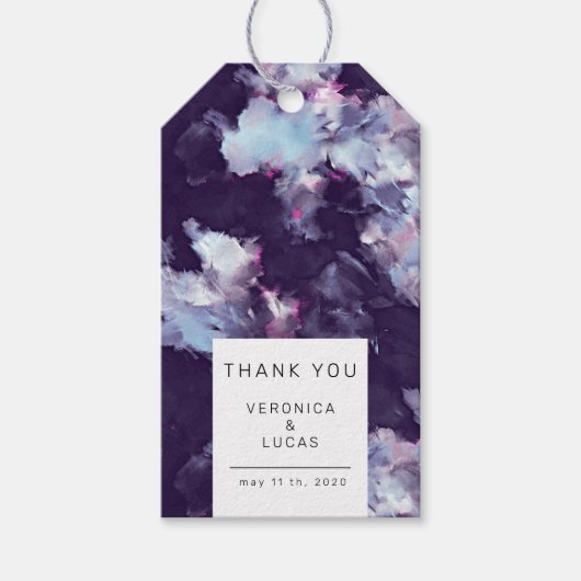 Elegante Paarse artistieke penseelstreek dank u Cadeaulabel (Voorkant)