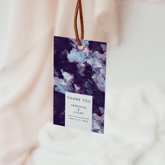 Elegante Paarse artistieke penseelstreek dank u Cadeaulabel