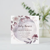 Elegante paarse babyshower uitnodiging (Staand voorkant)