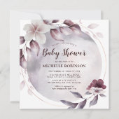Elegante paarse babyshower uitnodiging (Voorkant)