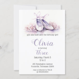 Elegante Paarse balletschoenen Ballerina Verjaarda Kaart