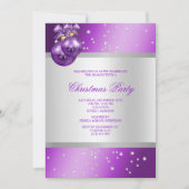 Elegante Paarse Baubles & Parels Kerst Kaart (Voorkant)