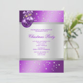 Elegante Paarse Baubles & Parels Kerst Kaart (Staand voorkant)