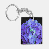 Elegante Paarse blauw Hydrangeas bloemen de bruid Sleutelhanger (Voorkant Links)