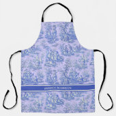 Elegante  paarse blauw toile de jouy bedrukt schort (Voorkant)