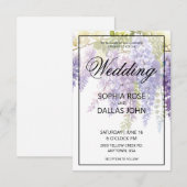 Elegante paarse blauw waterverf wisteria bruiloft kaart (Voorkant / Achterkant)