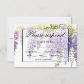 Elegante paarse blauw waterverf wisteria bruiloft RSVP kaartje (Voorkant)