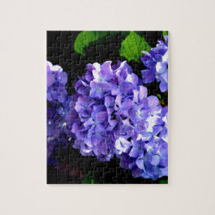 Elegante paarse blauwe bloemen bloemenhortensia's legpuzzel