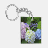 Elegante paarse blauwe bloemen hortensia's de brui sleutelhanger (Voorkant Links)