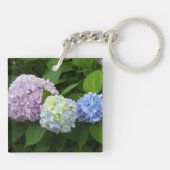 Elegante paarse blauwe bloemen hortensia's de brui sleutelhanger (Achterkant)