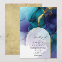 Elegante paarse, blauwe en gouden vloeiende inkt t