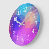 Elegante Paarse & Blauwe Geometrische Polygonen | Grote Klok (Hoek)