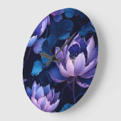 Elegante Paarse Blauwe Lotus Dark Wall Klok (Hoek)