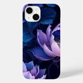 Elegante Paarse Blauwe Lotus iPhone Case