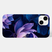 Elegante Paarse Blauwe Lotus iPhone Case (Achterkant (horizontaal))