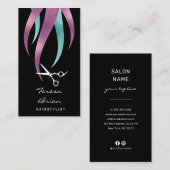 Elegante paarse & blauwe schaar haarstylist visitekaartje (Voorkant / Achterkant)