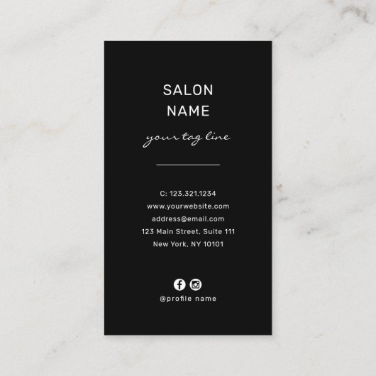 Elegante paarse & blauwe schaar haarstylist visitekaartje (Achterkant)