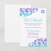 Elegante Paarse Blauwgroen bloeiende bat mitswa-re Kaart (Voorkant / Achterkant)