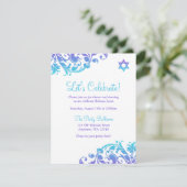 Elegante Paarse Blauwgroen bloeiende bat mitswa-re Kaart (Staand voorkant)