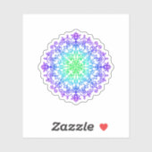Elegante Paarse blauwgroen bloemenmandala Sticker (Vel)