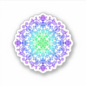 Elegante Paarse blauwgroen bloemenmandala Sticker (Voorkant)