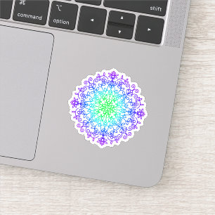 Elegante Paarse blauwgroen bloemenmandala Sticker