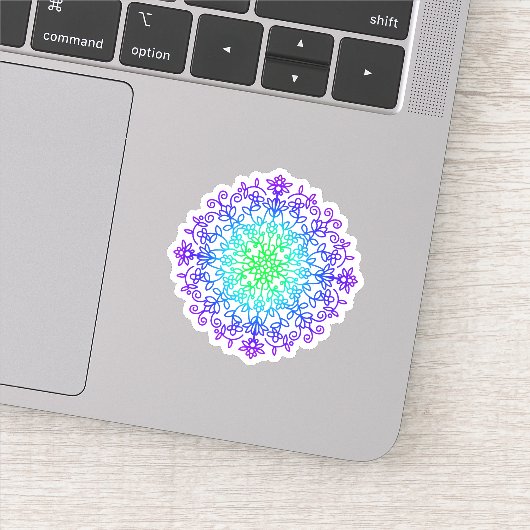 Elegante Paarse blauwgroen bloemenmandala Sticker (Detail)