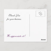 elegante paarse bloeiende bedrijf Dank u Kaarten (Achterkant)