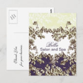 elegante paarse bloeiende bedrijven Dank u Kaarten (Voorkant / Achterkant)