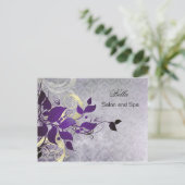 elegante paarse bloeiende bedrijven Dank u Kaarten (Staand voorkant)