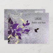 elegante paarse bloeiende bedrijven Dank u Kaarten (Voorkant / Achterkant)