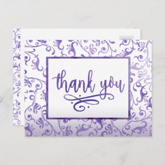 Elegante Paarse bloeit bruiloft Dank u Briefkaart (Voorkant / Achterkant)