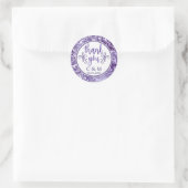 Elegante Paarse bloeit bruiloft Dank u Ronde Sticker (Tas)